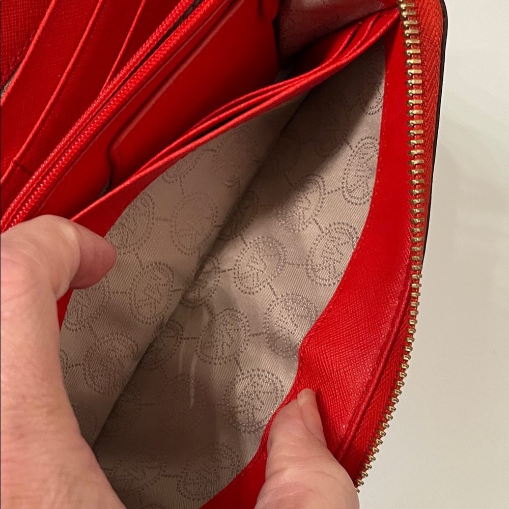 Michael Kors Bold Red Zip-Around Wallet - Picture 9 of 13